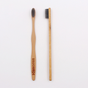 Brosse à dents en bambou à manche plat en forme de vague
